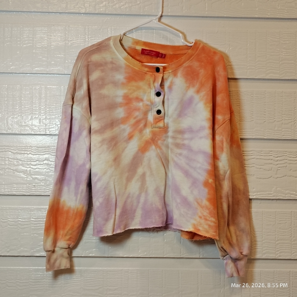 Anthropologie N: Philanthropy Bright Boho Tye Dye Long Sleeve Sweatshirt Size LG